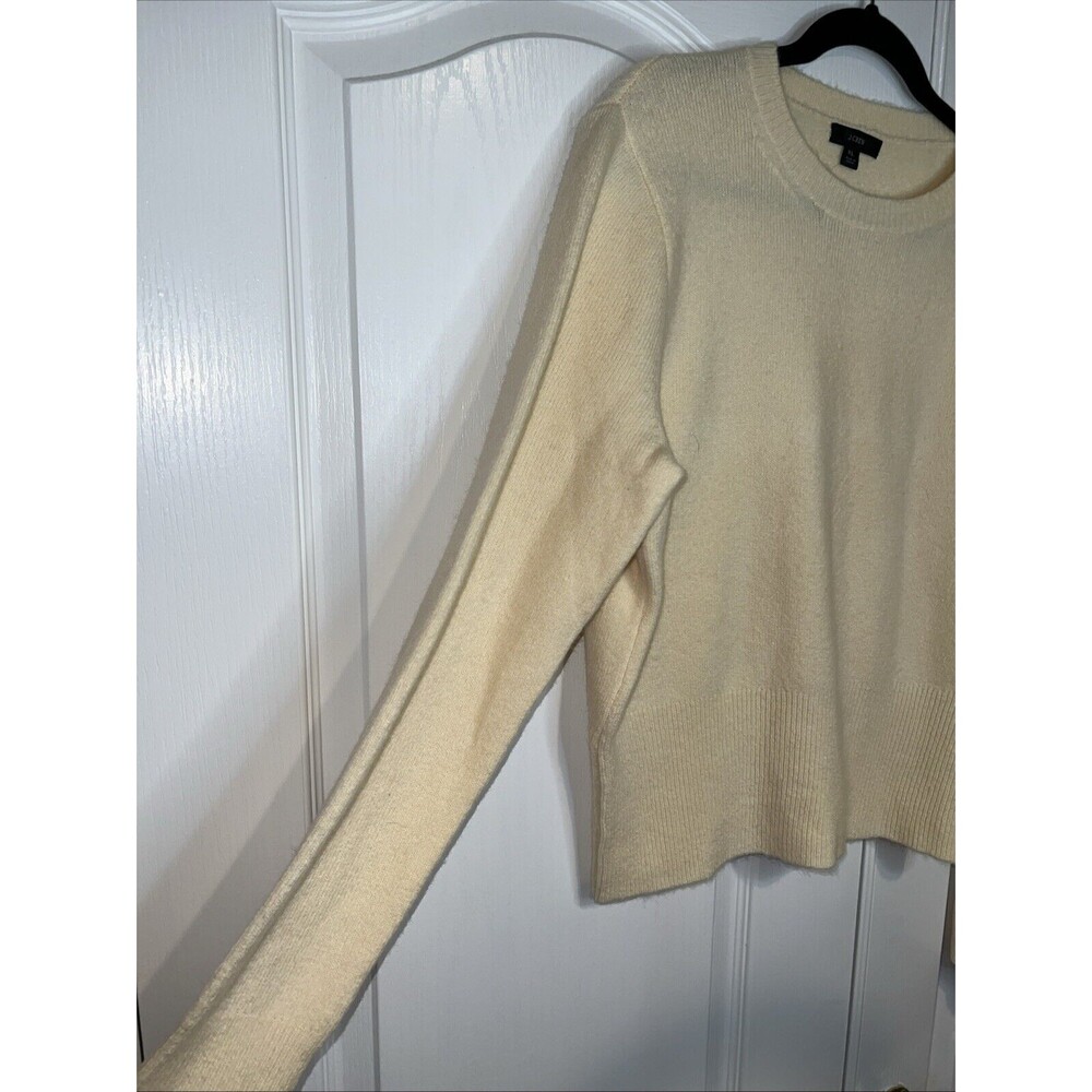 J Crew Womens Sweater XL Merino Alpaca Wool Blend Knit Buttons Light Yellow NEW - Picture 2 of 16